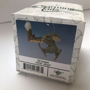 Fritz and FloydDean Griff Charming Tails Figurine Ornament Ski Jumper 86/657 Box